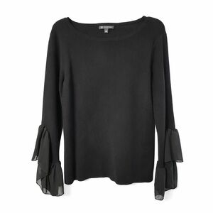 INC International Concepts Black Blouse with Sheer Flared Sleeves XL NWOT
